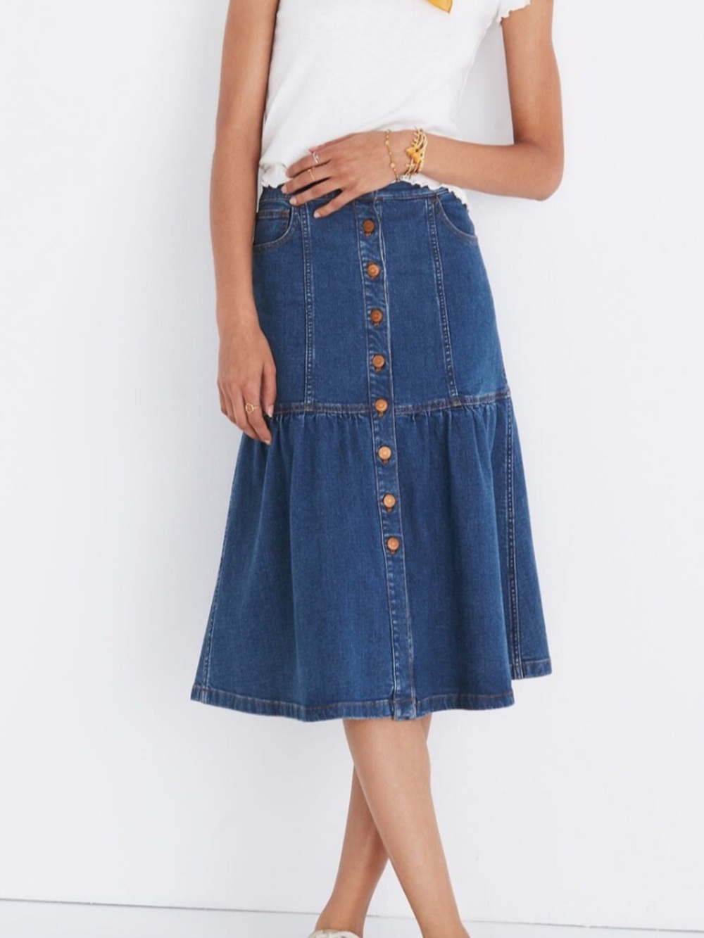 Madewell Denim Tiered Midi Skirt - Picture 2 of 2